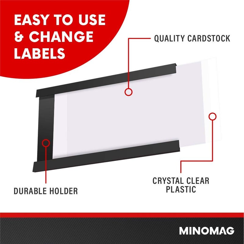 MINOMAG 25pcs Magnetic Label Holders 3x5 Inches | C Channel Magnetic Index Card Holder for Steel Shelves  Warehouse Racks - Image 2
